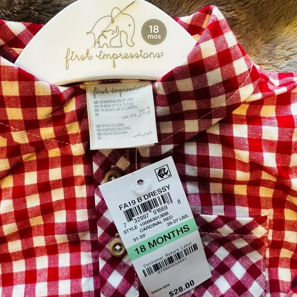 First Impressions Bold Red Sweater and Shirt Set
